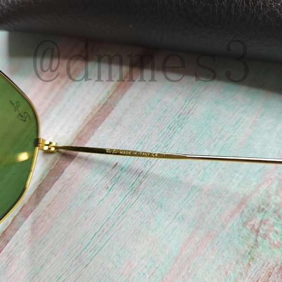 Ray-Ban Hexagonal Sunglasses RB3548N 001 52mm Gold Frame Green Classic